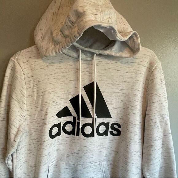 Adidas Heather sweatshirt hoodie size Large L women’s white gray big logo - Picture 3 of 5